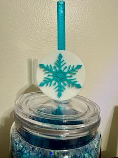 Teal Snowflake Straw Topper