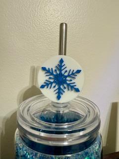 Blue Snowflake Straw Topper