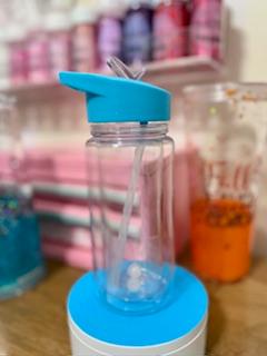 10oz Kids Blank Snow Globe Sports Water Bottle with Light Blue Lid