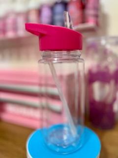 10oz Kids Blank Snow Globe Sports Water Bottle with a Dark Pink Lid