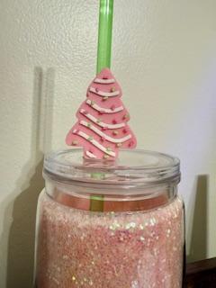 Pink Tree Straw Toppers