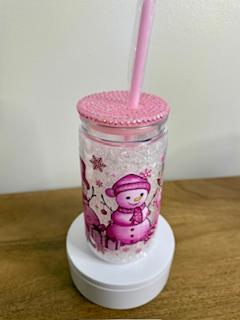 16 oz Custom Made Tumbler Snowmen Decal