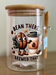 Coffee Ground Canister w/wooden spoon