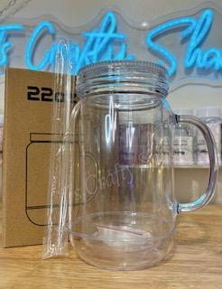 22 oz Clear Acrylic Snow Globe Mason Jar