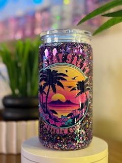 16 oz glitter tumbler