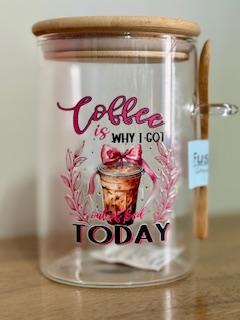 Coffee Ground Canister w/wooden spoon