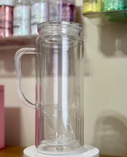 20 oz Tall Skinny Clear Acrylic Blank Tumbler with a handle (Snow Globe)