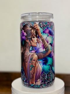 16 oz glitter tumbler