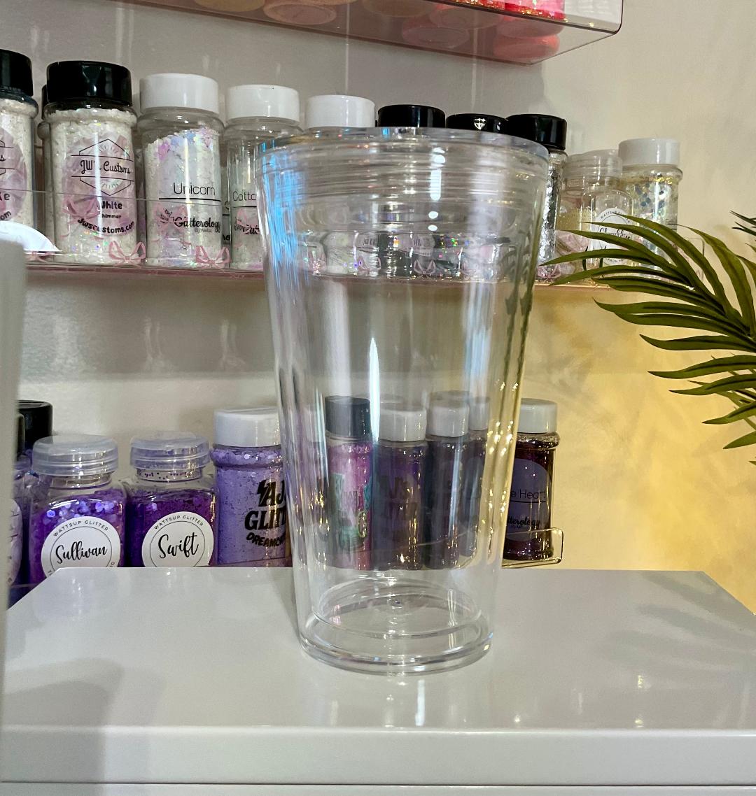 16 oz Clear Ta1pered Acrylic  Snow Globe