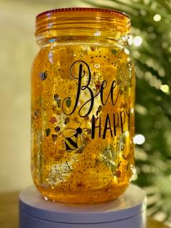 20 oz cCustom Honey Lava Drip Mason Jar with Orange Lid
