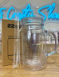 22 oz Clear Acrylic Snow Globe Mason Jar