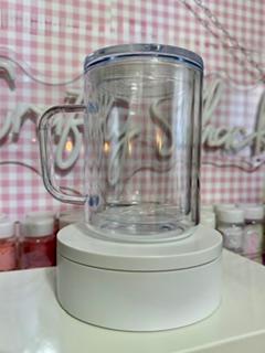 12 oz Clear Acrylic Snow Globe Mug w/ A Handle