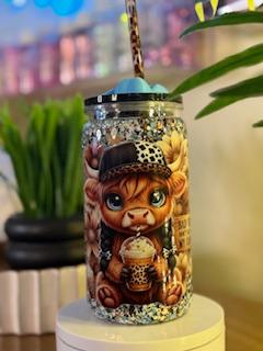 16 oz glitter tumbler