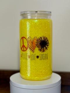 16oz Limited Edition Yellow Fine Glitter Tumber With Decal
