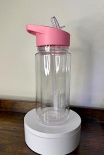 10oz Kids Blank Snow Globe Sports Water Bottle With A Light Pink Lid