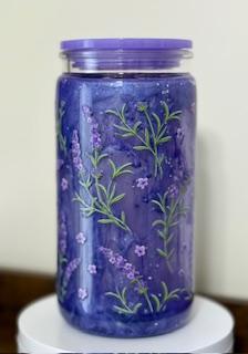 16 oz Custom Purple Pearlized Tumbler with Lilac Decal