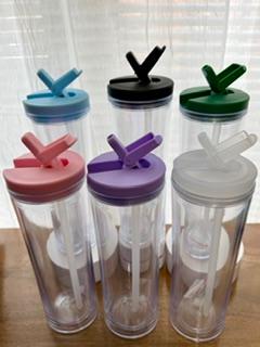 25 oz Slim Clear Acrylic Sports Bottle Snow Globe Tumbler
