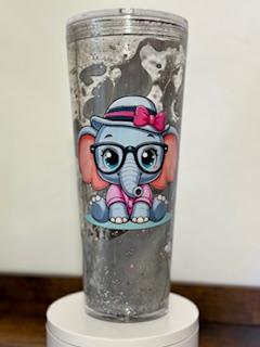 24 oz Grey Lava with an Elephant decal