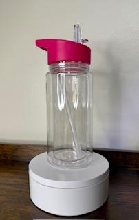 10oz Kids Blank Snow Globe Sports Water Bottle with a Dark Pink Lid