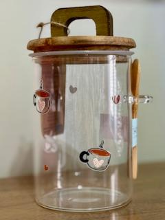 Coffee Ground Canister w/wooden spoon